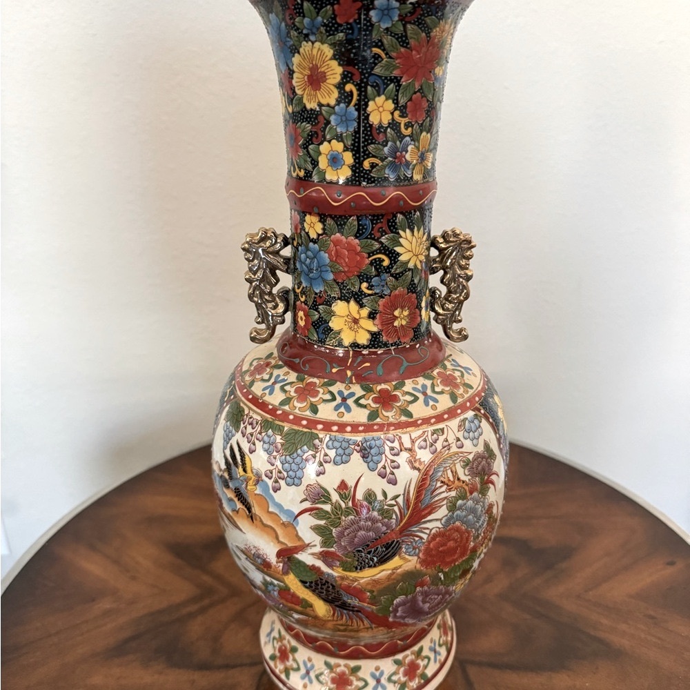 Chinese Antique Double Handle Porcelain Hand Painted Baluster Vase 16 in… - Picture 5 of 12